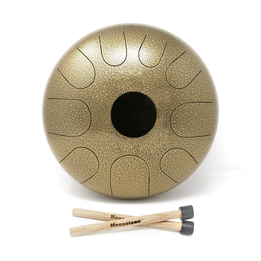 Tambour à Langue En Acier Titane - 6 Tons - Diamètre 9,5 Cm - Hauteur 4 Cm - Inclus Baguettes Et Tuto - Idéal Méditation Et Relaxation - 12
